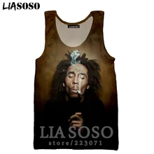 LIASOSO/Новая летняя Мужская и Женская толстовка с 3D принтом певицы Боба Марли жилет без рукавов с круглым вырезом в стиле хип-хоп Топ уличный пуловер B113