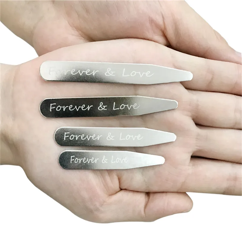 

2"-3" High Quality Stainless Steel Metal Lettering Love Collar Stays Gifts For BF Business Man Shirt Bone Stiffeners Inserts