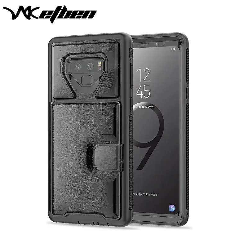 

W7ETBEN PU Leather Shockproof Defender wallet Case cover with Credit Card Holder Slot for Samsung Galaxy S9 Plus Note 9