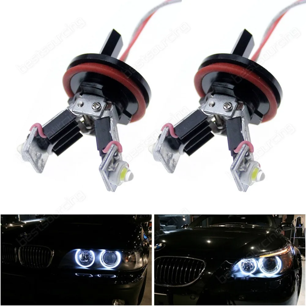 

2x H8 6W LED Angel Eyes Canbus Halo Light E82 E90 E92 E60 E63 X5 X6 Z4 White(CA115)
