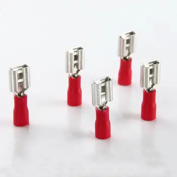 

500PCS 6.3mm Female RED Quick Spade Wire Connector Insulated Electrical Crimp Terminals 22-16AWG
