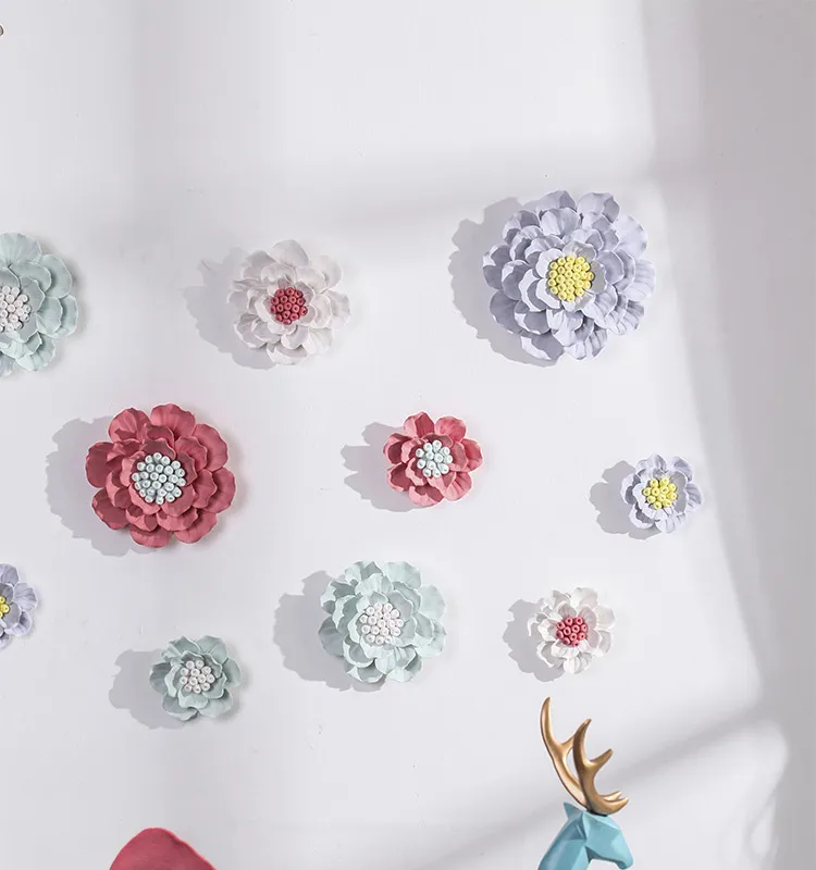 Современные минималистичные керамические цветы настенные фрески украшения 3D Трехмерные настенные наклейки креативный настенный орнамент