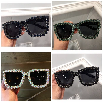 

9 design luxury Sunglasses Women Square Vintage sunglasses Bling Rhinestone Sun glasses for Woman Oversize Fashion Shade UV400