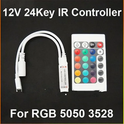 

20PCS DC 12V 24 Key Mini LED IR Remote Controller For 3528 & 5050 RGB Strip Light