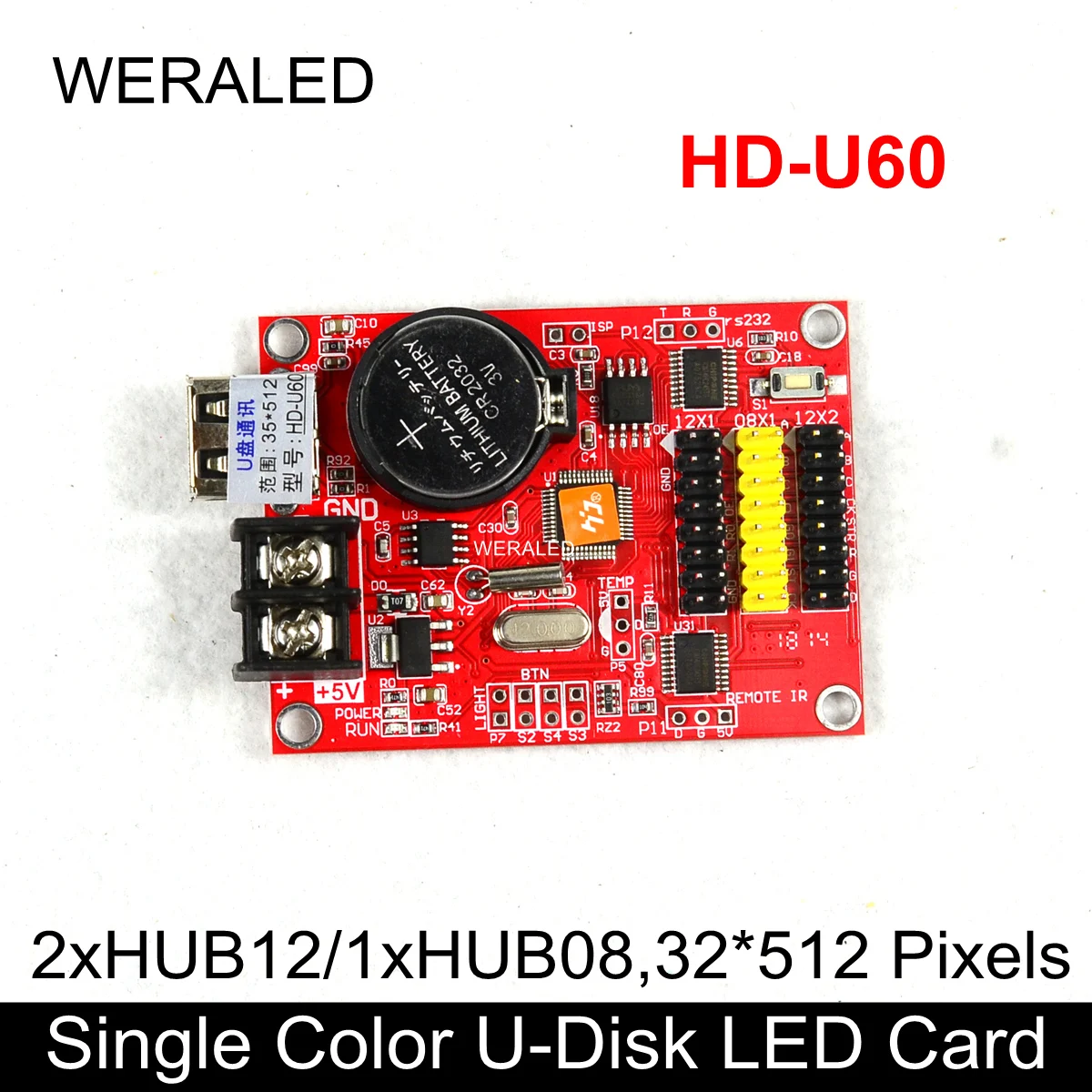 Huidu HD-U60 USB-Disk Single Color and Dual Color Scrolling Message Board LED Control Card Work for P10 Single Color LED Module