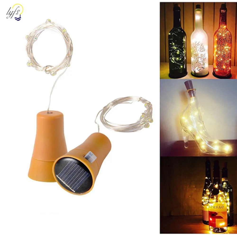 

LYFS LED Solar Lamps Wine bottle Copper Wire Fairy String Lights Waterproof Garden Christmas Wedding Party Decoration Outdoor