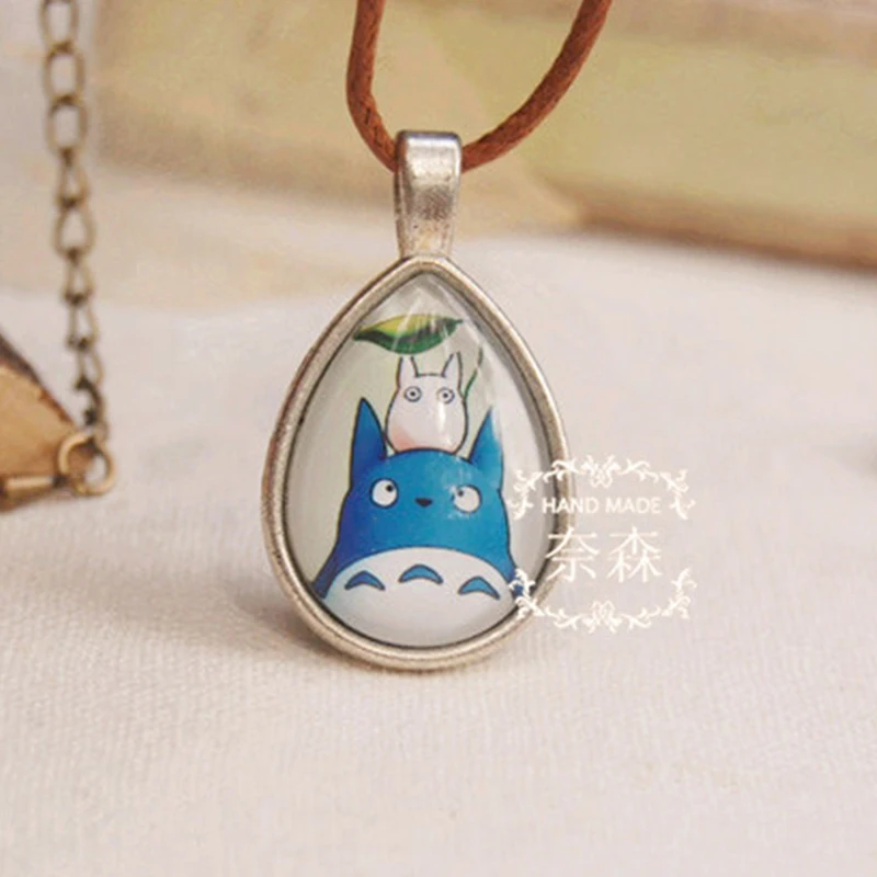 My Neighbour Totoro Logo Pendant Necklace Japanese Animated Jewelry Cartoon Anime Tear Drop Gifts For Girl Necklaces | Украшения и