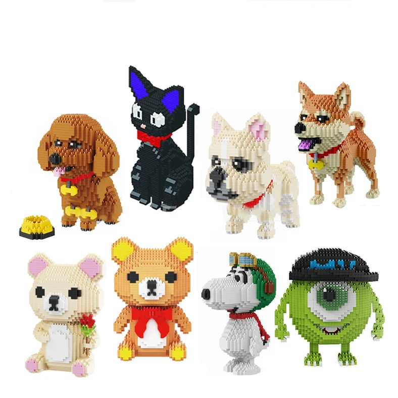 BABU, мультяшный Университет майка монстра, животное, собака, кошка, детские пластиковые строительные блоки, фигурки для мальчиков, обучающая игрушка, 8801-8808