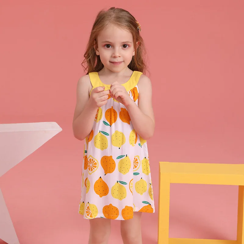

printing fruit sleeveless summer dress girls dresses cute princess beach clothes thanksgiving vestidos lol for toddler kids