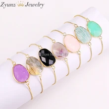 5 шт ZYZ298-2439 граненый натуральный Ассорти каменные соединители регулируемые цепи браслеты для женщин золото цвет ювелирные изделия