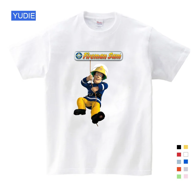 

Children Cartoon Hot Fireman Sam Print Tee Tops Clothing for Boy T-shirts Short Sleeve Child Girls T-shirt Cotton Suit YUDIE