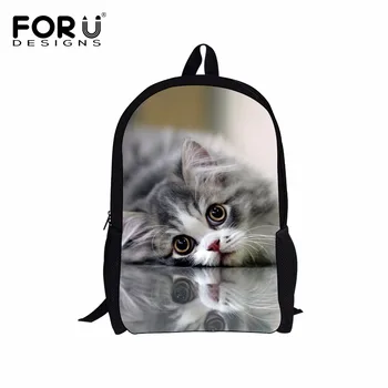 

FORUDESIGNS Kids School Bags Casual Student Book Shoulder Bags Cute Animal Cat Printing School Bag for Teenage Girls Mochila Bag