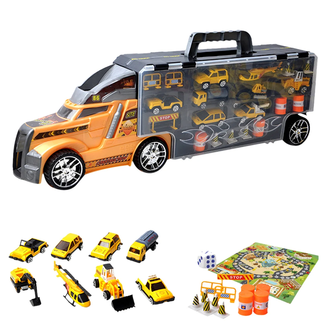 

4Types Portable Container Truck Simulation Car Container Truck with Alloy Small Vehicle Toys Set for Children