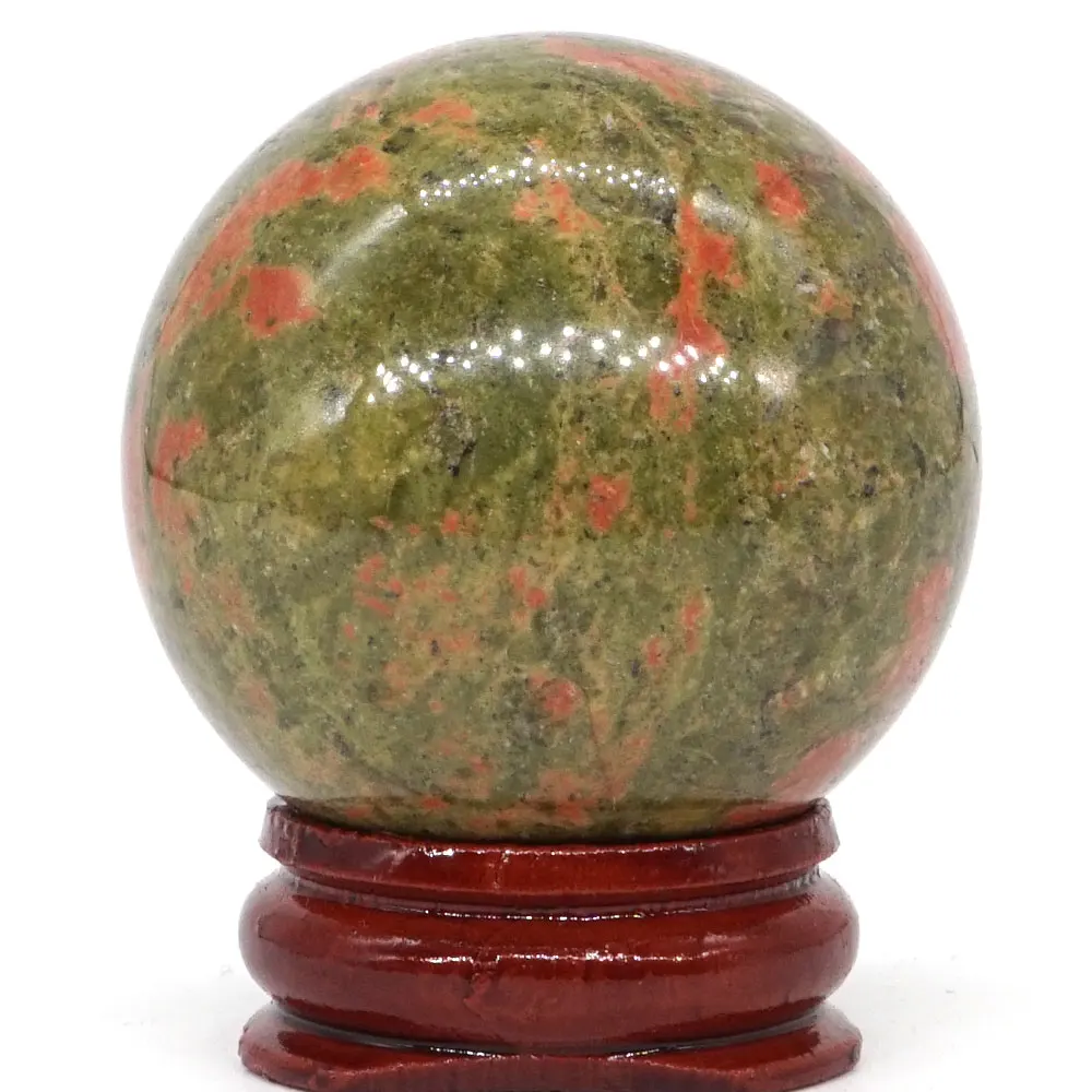 Природный унакит каменный шар натуральный минеральный кварцевая Сфера ручной массаж хрустальный шар фэн шуй домашний декор аксессуар 40 мм