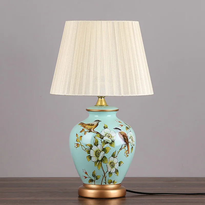 

Chinese Ceramic Desk Lamps Bedroom Living Room Study Standing Lamp Luminaria Mesa Decorating Mariage Table LED Lamps