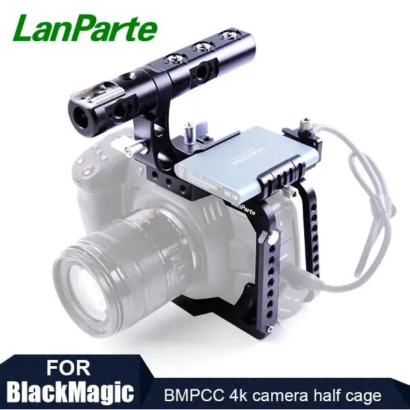 

Lanparte BMPCC 4K Camera Half Cage for Blackmagic Design Pocket Cinema Camera R with SSD-T5 Clamp