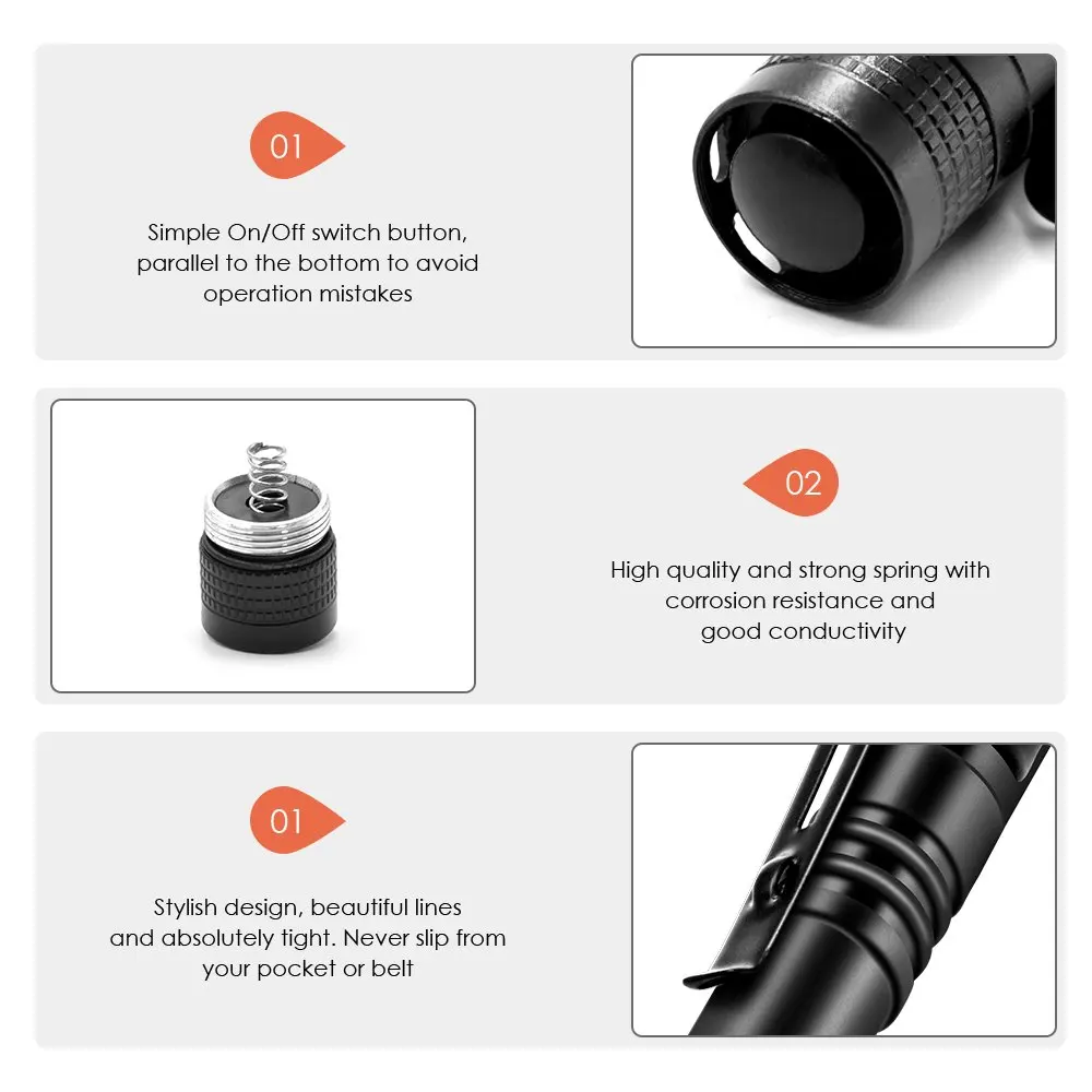 thumbnail interactive-video image 1 of Vbestlife 2pcs LED Pen Light Penlight, 500 Lumens Ultra Bright Mini Pocket Pen Light, Torch Flashlight With Clip For Medical Doctor Nurse Students Powered By 2 X AAA Battery 1 of 12