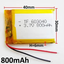 3,7 V 800mAh 603040 литий-полимерная LiPo аккумуляторная батарея для Mp3 Mp4 Mp5 DIY PAD DVD электронная книга bluetooth-гарнитура