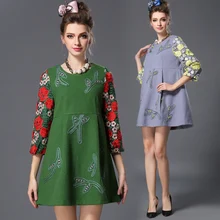 Женское платье Экстра размера плюс 4XL 5XL, одежда, Брендовое модное женское осенне-зимнее платье, повседневное шерстяное платье с вышивкой