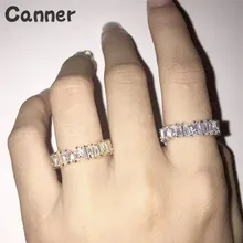 Canner тонкое багет T кольцо обручальное Ручной Работы Радуга трапециевидные каменные кольца для женщин модные свадебные ювелирные изделия аксессуары