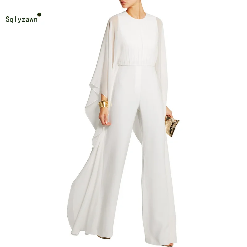 

Office Lady Solid Color Zipper Jumpsuits Women Vintage Ruffles Pleated Loose Bodysuits See Through Long Sleeve Romper Plus Size