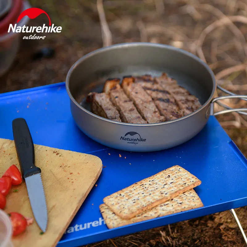 Naturehike de titanio 2-3 personas vajilla Picnic al aire libre Camping utensilios de cocina olla Pan ultraligero de titanio de utensilios de cocina