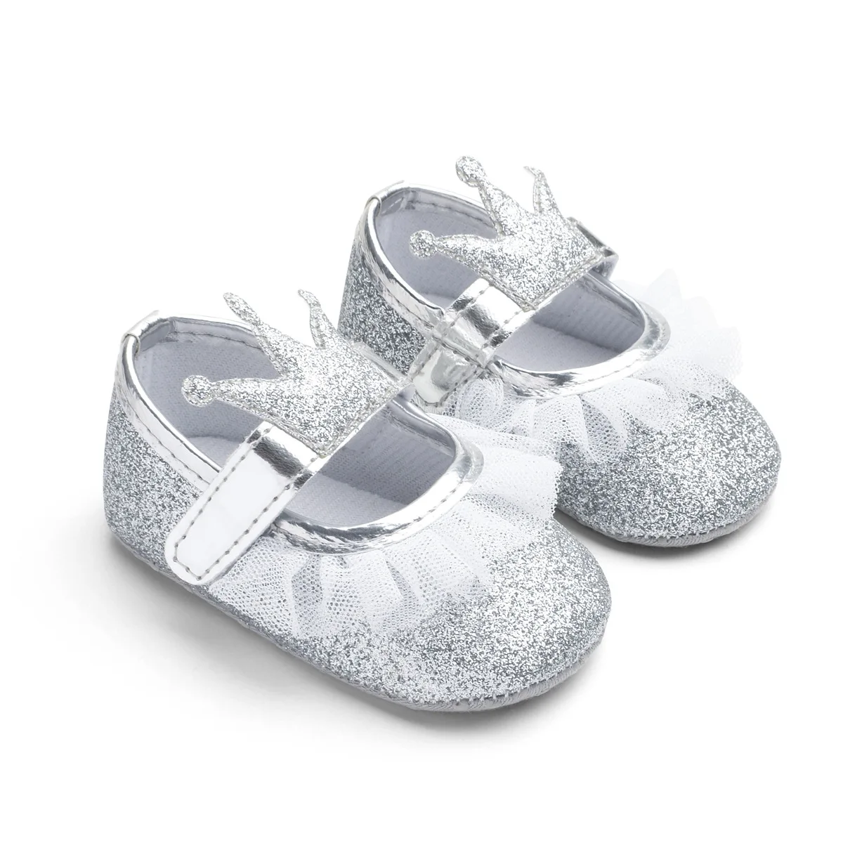 Новорожденная вечерние Вечеринка принцесса bling обувь Кружева Корона Блеск обувь для младенцев Bebe милые Prewalker нескользящая Мягкая подошва кроссовки обувь