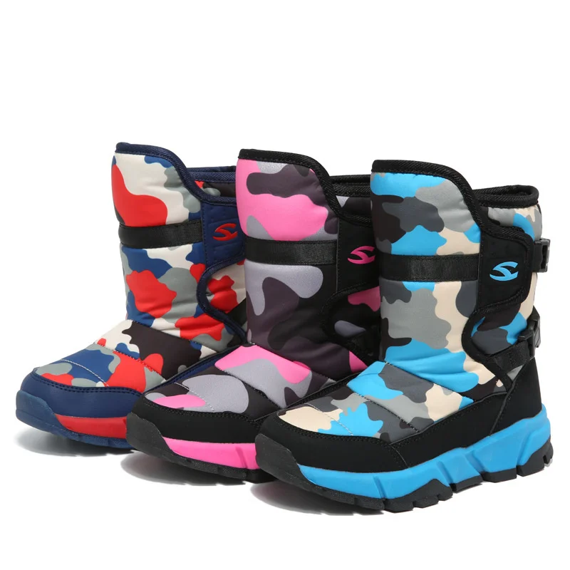 

New Children Snow Boots Camoflage colors Warm Plush Girls And Boys Shoes Non-slip Waterproof CAMO Kids Boots