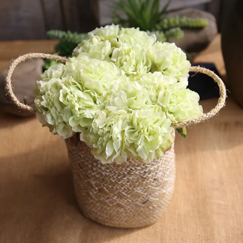 

Pink silk hydrangeas artificial flowers wedding flowers for bride hand silk blooming peony fake flowers white home decoration