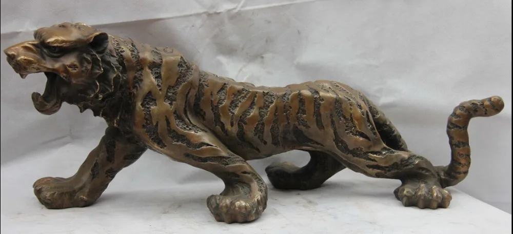 

shitou 003240 Chinese Copper Bronze Wealth ferocious Fengshui Zodiac Year Tiger art Sculpture