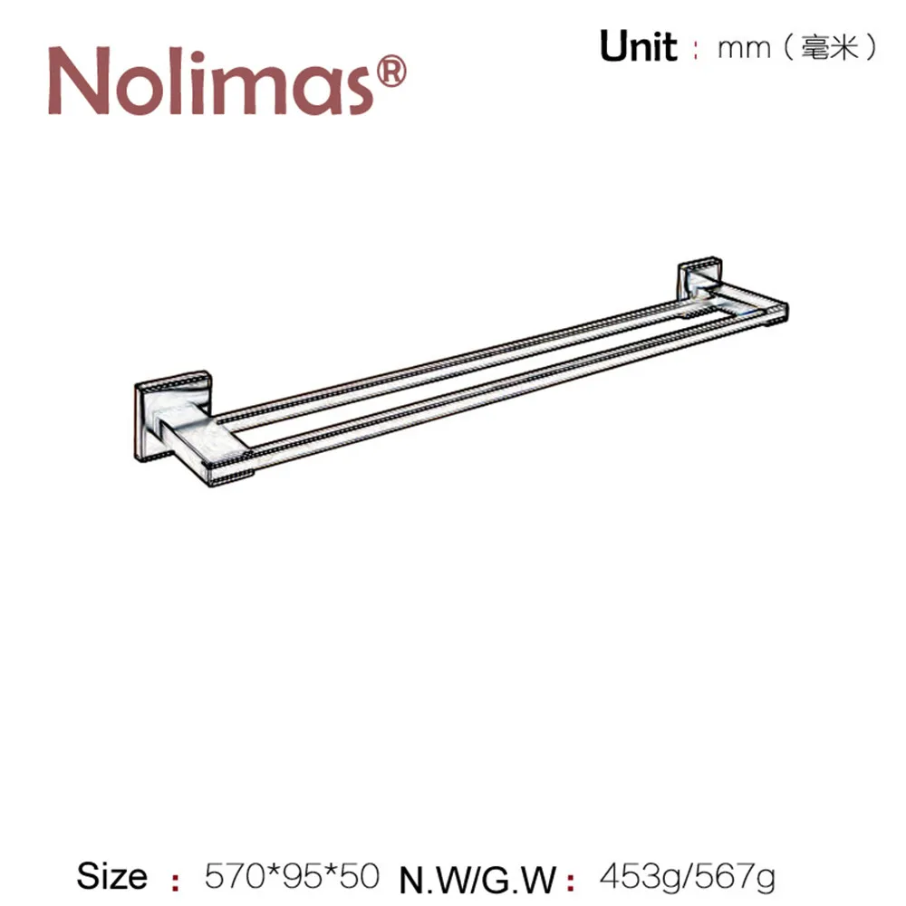 SUS 304 Нержавеющая сталь двойной вешалка для полотенец квадратный полотенца стойки Ванная комната хром матовый настенный держатель