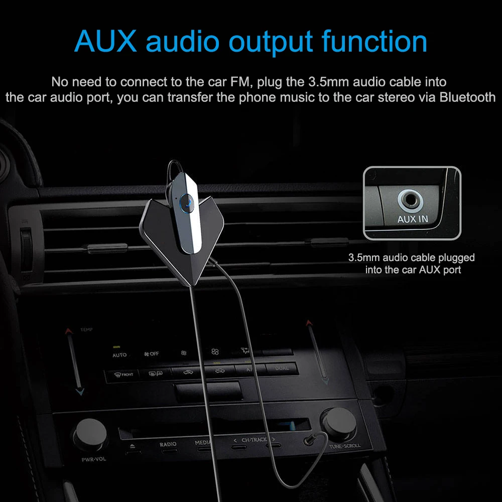 JINSERTA V5.0 Bluetooth Handsfree автомобильные наушники fm-передатчик беспроводной аудио адаптер приемник FM модулятор с TF слот автомобильный комплект