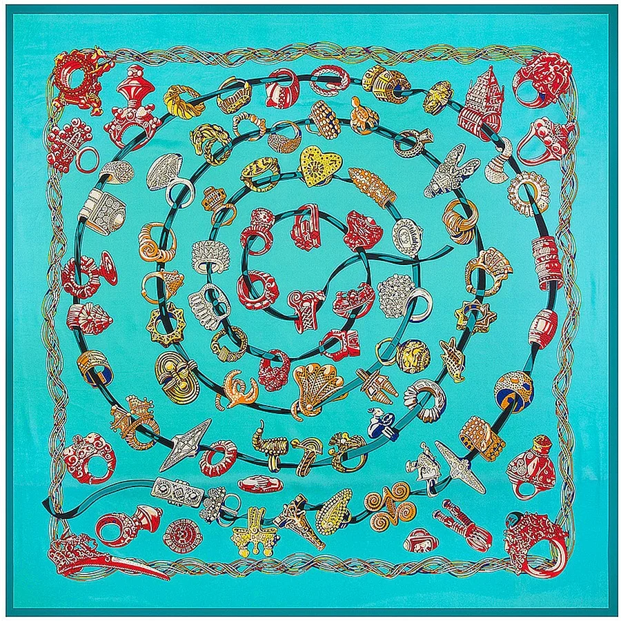 

Ring String Print Silk Twill Luxury Brand Silk Scarf For Women New Large Square Scarves Headband Kerchief Female Shawl Hijab