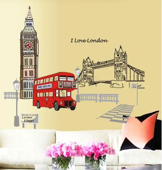 

I love London City Life Wall Sticker Living Room Bedroom Decoration Stikers Home Decor Decals Poster Mural