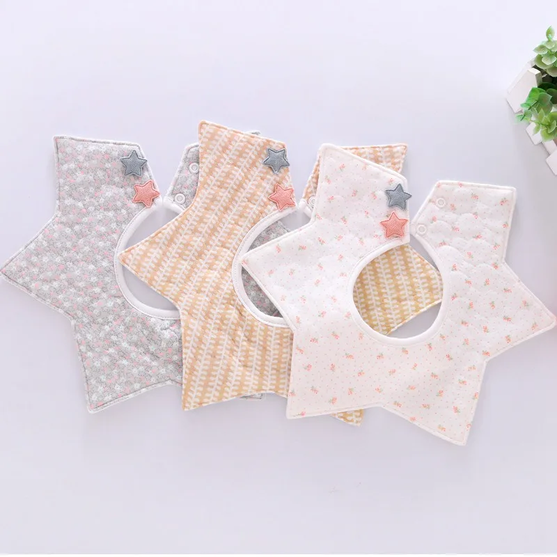 

Good Quality 360 Degree Rotation Baby Girl Boy Cute Bibs Clear Cotton Star Shape Newborn Infant Saliva Towel bandana bibs GCA