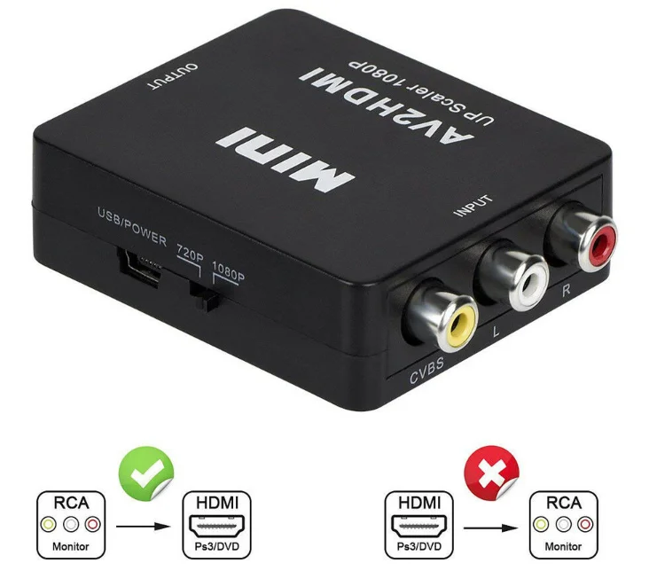 Композитный AV CVBS 3RCA преобразователь видеосигнала HDMI адаптер 720/1080 p+ HDMI кабель товары для дома