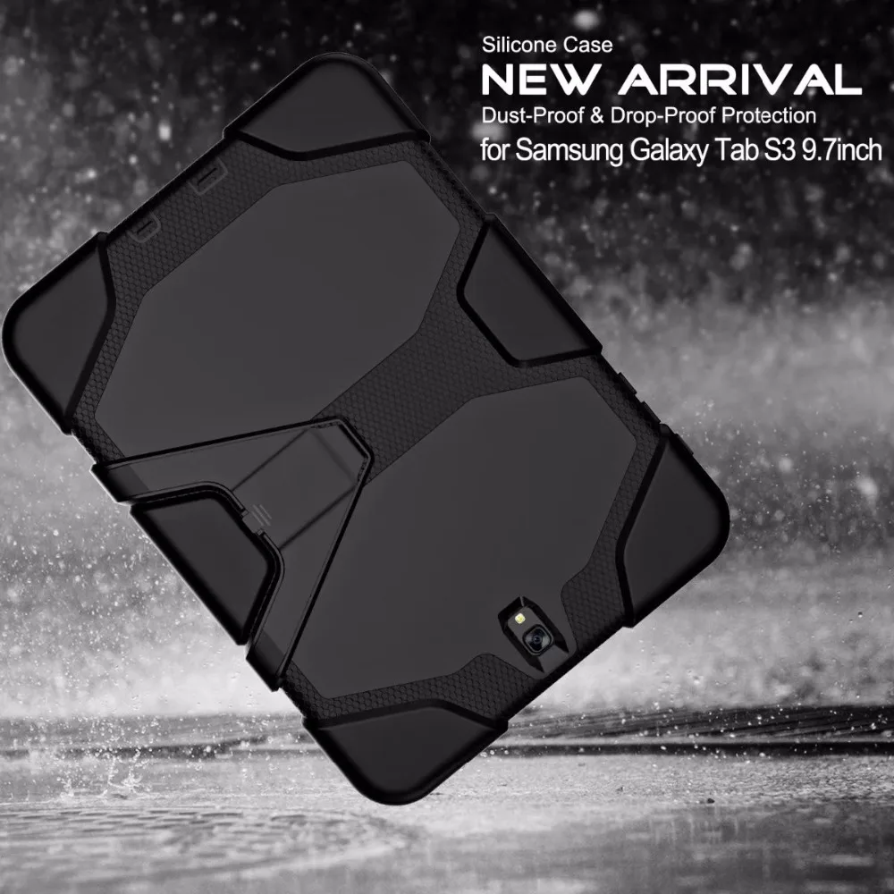 Для samsung Galaxy Tab S3, 9,7 дюймов, чехол для планшета, SM-T820, противоскользящий, гибридный, армированный, PC, силиконовый чехол для Tab S3 9,7 SM-T825