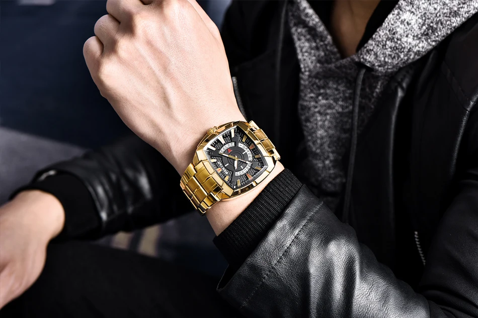 BENYAR Для мужчин часы Бизнес Золотой Нержавеющая сталь Для мужчин кварцевые спортивные часы модный топ бренд творческий Водонепроницаемый Наручные часы