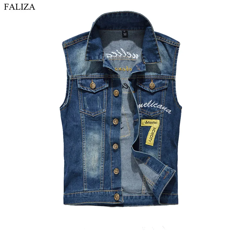 FALIZA Denim Vest Mens Jackets 