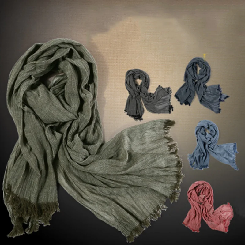 Модный классический ретро шарф, хлопковый льняной Женский Мужской осенний Многофункциональный мягкий теплый длинный шарф, разноцветные кисти, шарфы 72*196 см