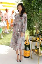 Women Pavilion Smock font b Dress b font Floral Printed Silk Cotton Voile Off The Shoulder
