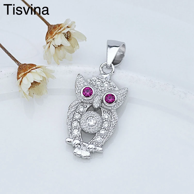 Tisvina 5 новых стилей ожерелье Сова Подвески Настоящее серебро 925 пробы с кубическим