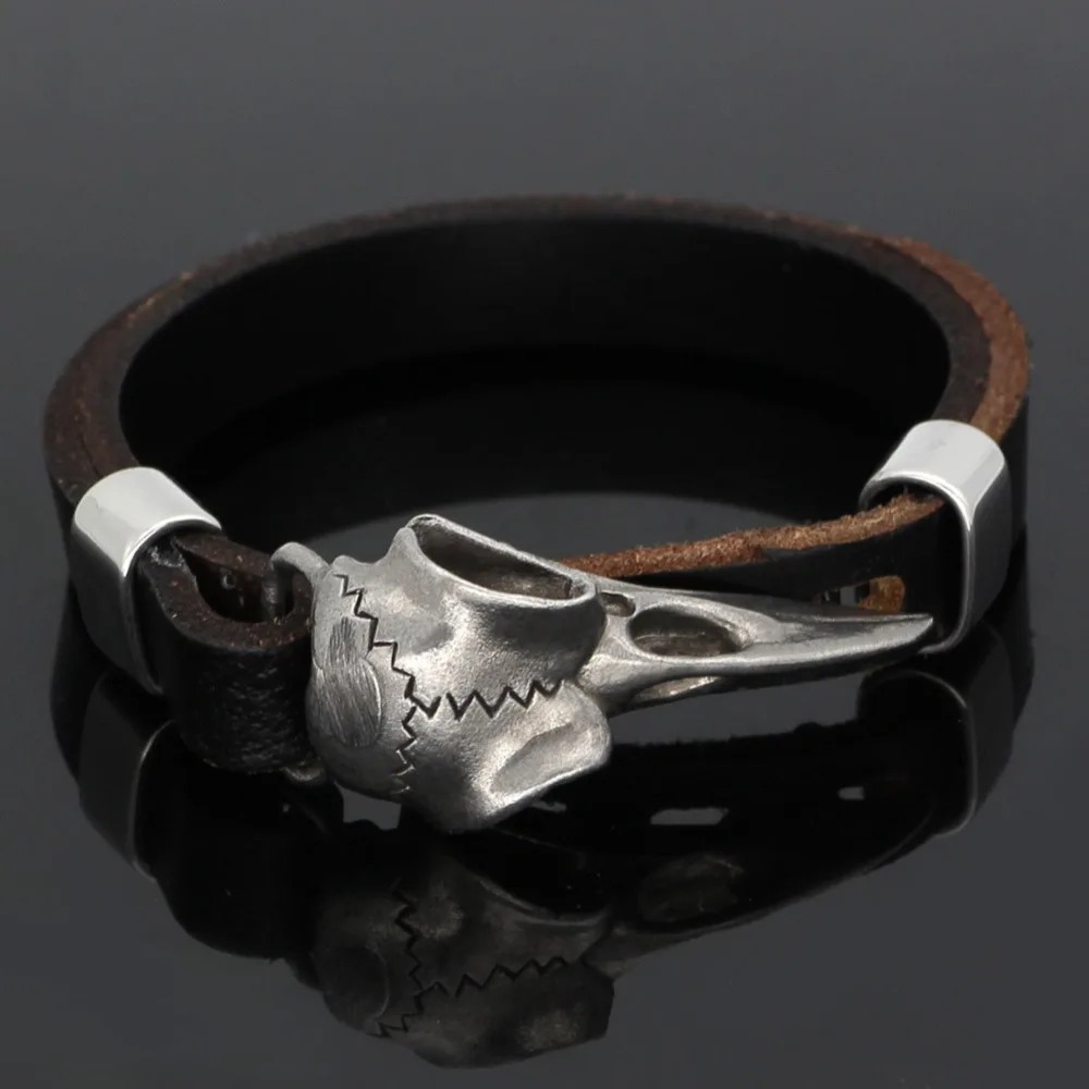 Скандинавский Викинг Ворон мужской браслет ретро Ворон кожаный браслет регулируемый 19 см-25 см-подарочная сумка