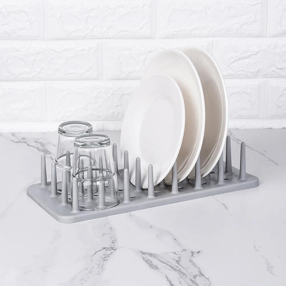 

ABFP Kitchen Dish Plate Pot Lid Cover Drying Drain Holder Plastic Storage Rack Shelf Kitchen Organizer Dish Rack