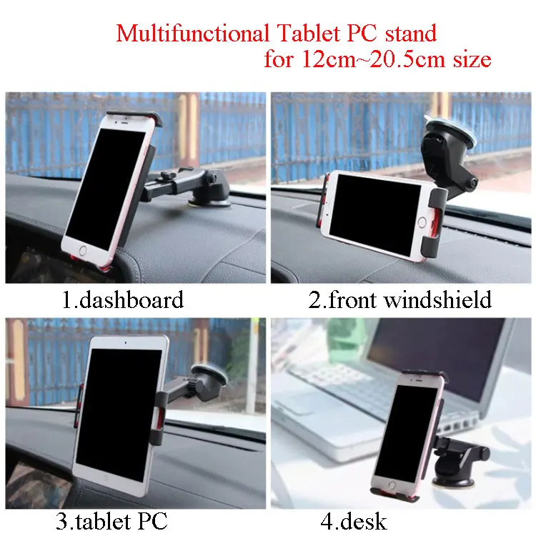 Автомобильная присоска, подставка для планшета, автомобильный держатель, колыбели с 12 см~ 20,5 см зажимами, поворот на 360 градусов для мобильного телефона/планшета