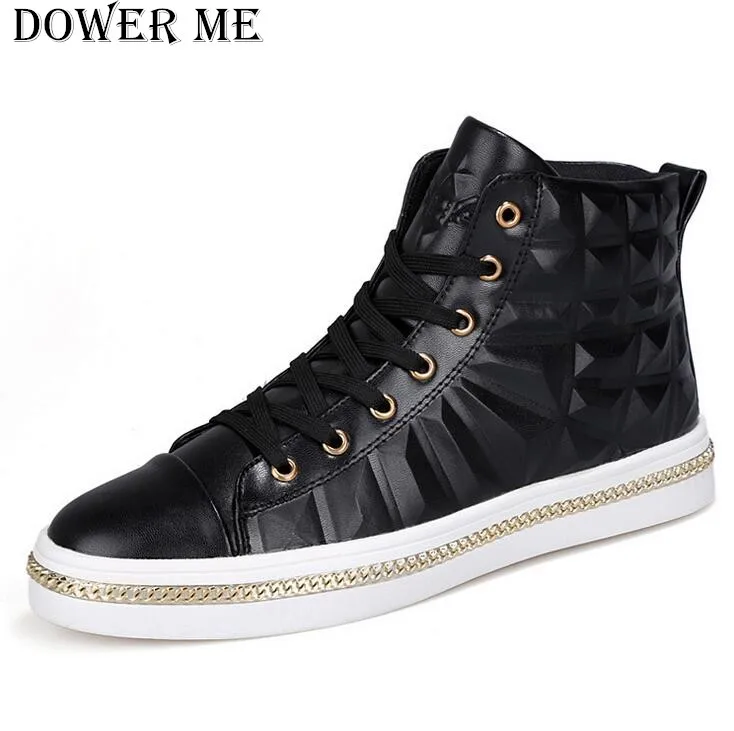

High Top Fashion Men Footwear 2017 Outdoor Pure Color 39-44 Plus Size Casual Shoes 2017 Autumn Winter Warm Flat Shoes Hot Sale !