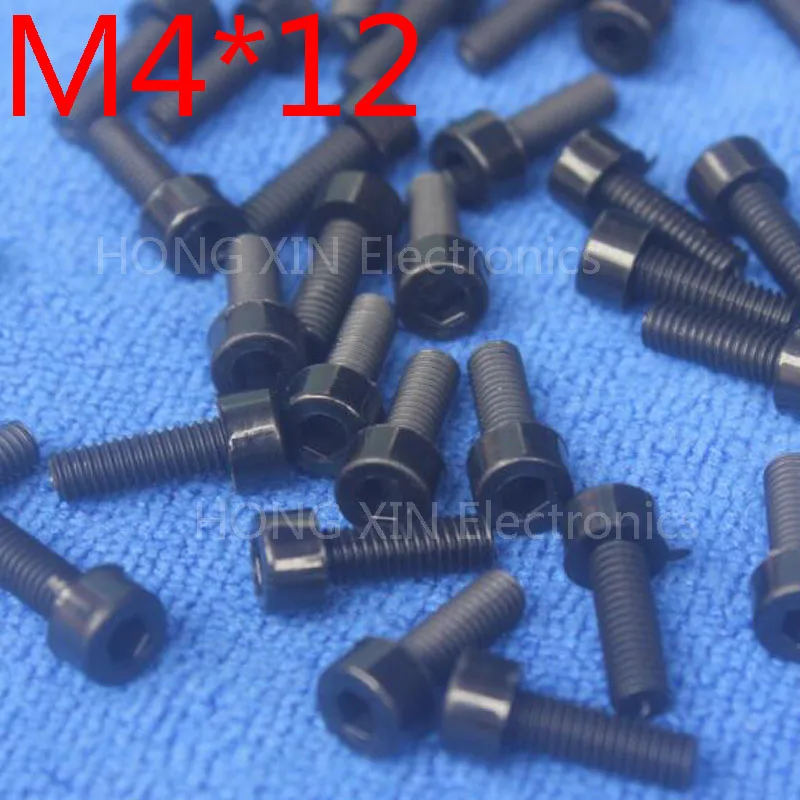 Черные винты M4 * 12 с внутренней шестигранной головкой из нейлона 1 шт. мм