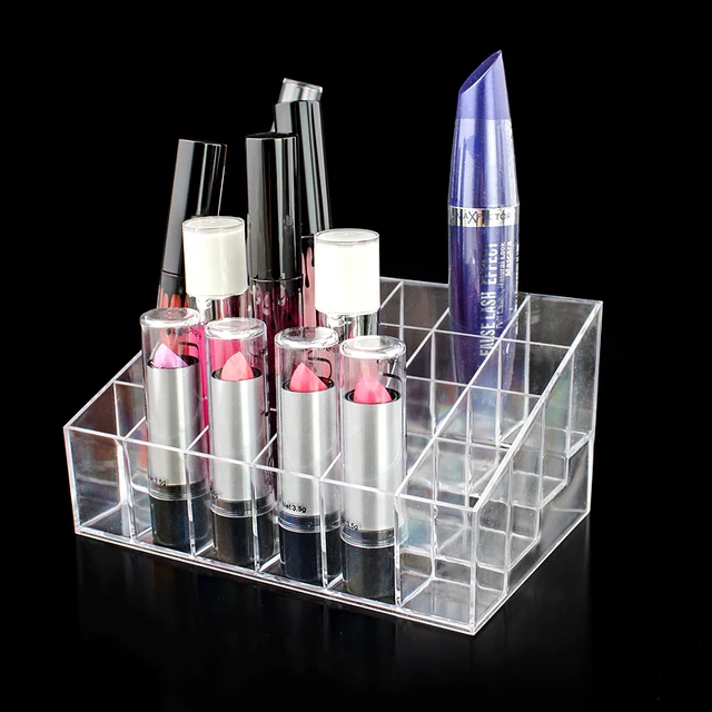 24 Stand Trapezoid Clear Makeup Storage Display Stand Acrylic Lipstick 