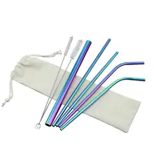 Соломинки из нержавеющей стали из металла соломинки для напитков 7 шт. Комбинации сумка набор для вина аксессуары