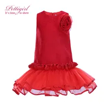 Pettigirl/рождественское праздничное платье принцессы; Красное Кружевное платье без рукавов для девочек; детские костюмы с цветами; GD80929-149F